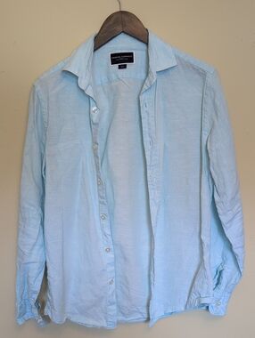 Charles Tyrwhitt Light Blue Linen Size Small Men's Button-Down Slim Fit Shirt